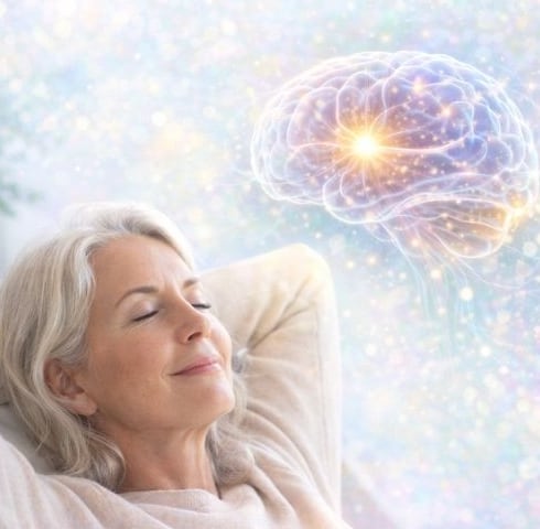 Woman resting calmly with her eyes closed